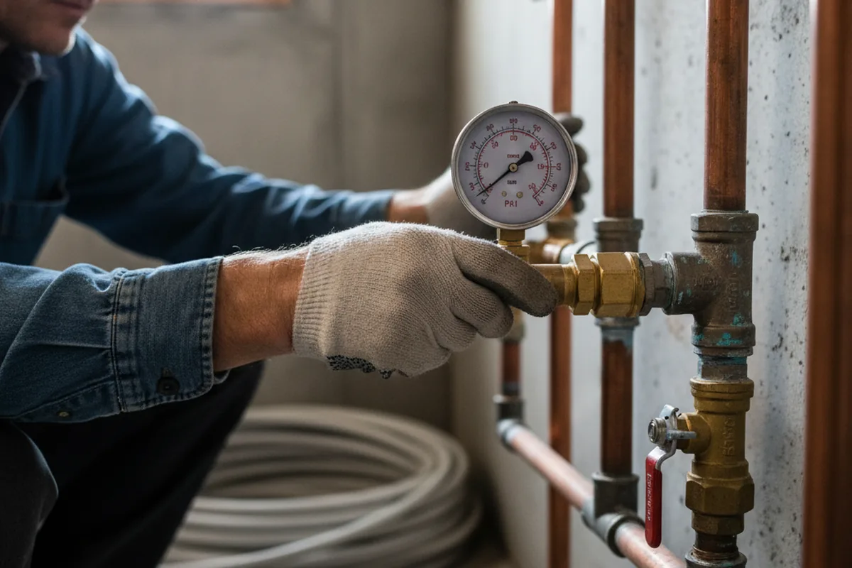Pressure testing a repaired line during Water Line Repair in Hyden